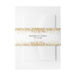 Glittery Monogram Belly Band Faux Gold Glitter Uitnodigingen Wikkel