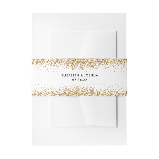 Glittery Monogram Belly Band Faux Gold Glitter Uitnodigingen Wikkel (Voorkant Voorbeeld)