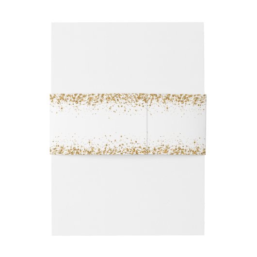 Glittery Monogram Belly Band Faux Gold Glitter Uitnodigingen Wikkel (Achterkant Voorbeeld)