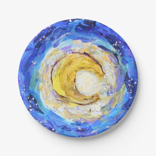 Glittery Moon Paper Borden Papieren Bordje (Voorkant)