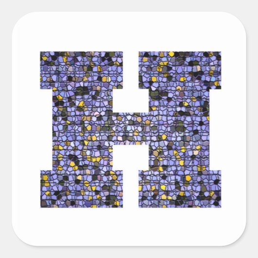 Glittery Mosaic Glas in lood Monogram Letter H Vierkante Sticker (Voorkant)