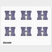 Glittery Mosaic Glas in lood Monogram Letter H Vierkante Sticker (Vel)