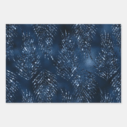 Glittery Navy Blue-kerstfeestdag Inpakpapier Vel (Voorkant)