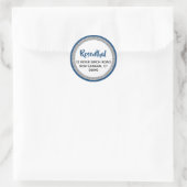 Glittery Navy Blue & Silver Retouradres Ronde Sticker (Tas)