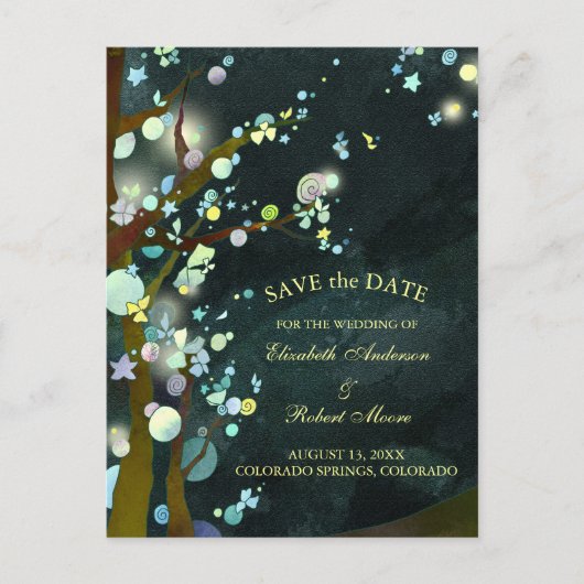 Glittery Night Wedding Save the Date Aankondigingskaart (Voorkant)