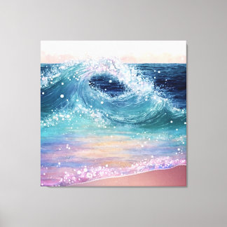 Glittery Ocean Waves Canvas Afdruk
