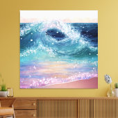 Glittery Ocean Waves Canvas Afdruk (Insitu (Woonkamer))