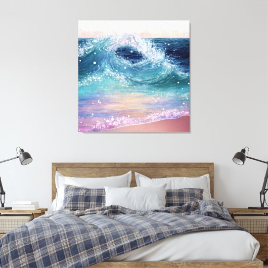 Glittery Ocean Waves Canvas Afdruk (Insitu (Slaapkamer))