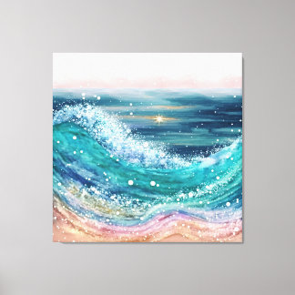 Glittery Ocean Waves Canvas Afdruk