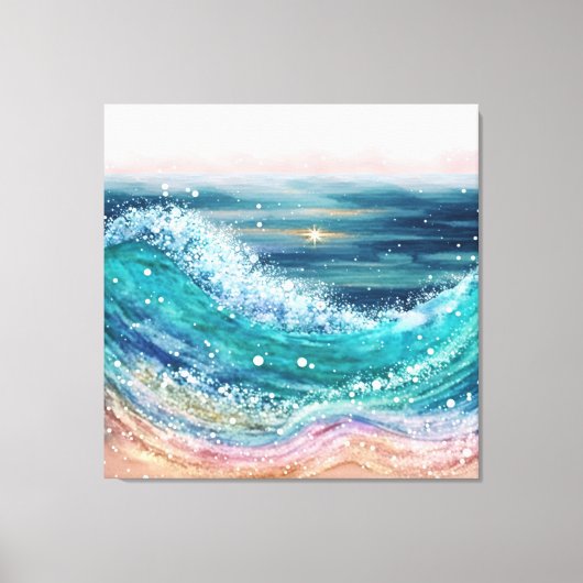 Glittery Ocean Waves Canvas Afdruk (Voorkant)