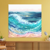 Glittery Ocean Waves Canvas Afdruk (Insitu (Woonkamer))