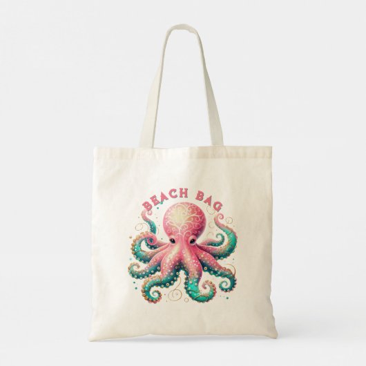 Glittery Octopus Aangepaste tekst Tote Bag (Achterkant)