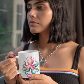 Glittery Octopus Waterverven Monogram Coffee Mok