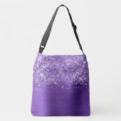 Glittery Paars Amethyst Glam Name Crossbody Tas (Achterkant)