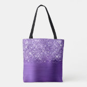 Glittery Paars Amethyst Glam Name Tote Bag (Achterkant)