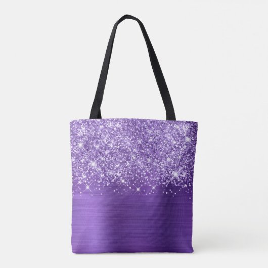 Glittery Paars Amethyst Glam Name Tote Bag (Achterkant)