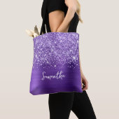 Glittery Paars Amethyst Glam Name Tote Bag (Dichtbij)