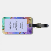 Glittery Paars, Aqua Blue en Emerald Green Ombre Bagagelabel (Achterkant horizontaal)
