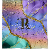 Glittery Paars, Aqua Blue en Emerald Green Ombre Douchegordijn (Voorkant)