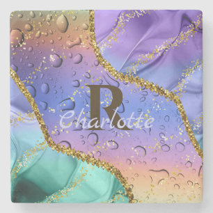 Glittery Paars, Aqua Blue en Emerald Green Ombre Stenen Onderzetter