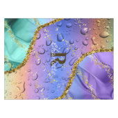 Glittery Paars, Aqua Blue en Emerald Green Ombre Tafelkleed (Voorkant (Horizontaal))
