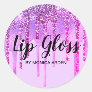 Glittery Paars Drives Lip Gloss Business Ronde Sticker
