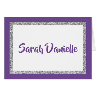 Glittery Paars en Silver persoonlijke briefkaart