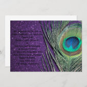 Glittery Paarse Peacock Wedding Kaart (Voorkant / Achterkant)