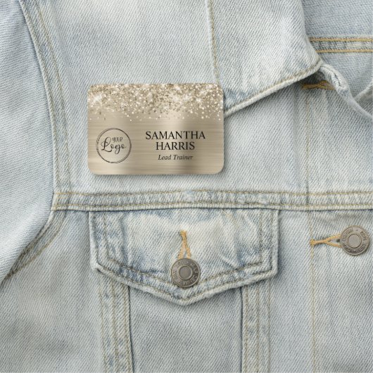 Glittery Pale Gold Foil Logo Naamplaatje (In situ)