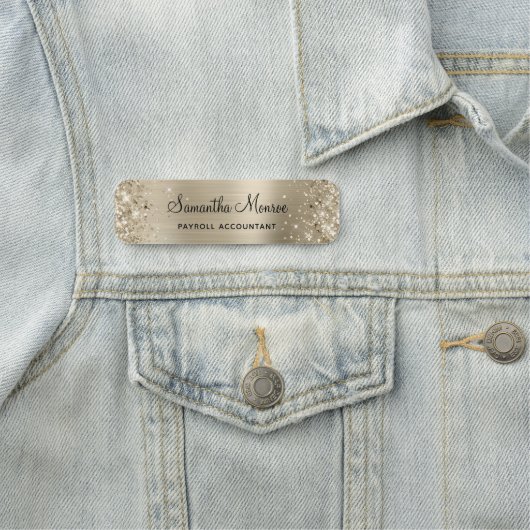 Glittery Pale Gold Foil Naamplaatje (In situ)