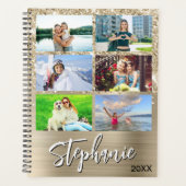 Glittery Pale Gold Glam 14 Photo Collage Planner (Voorkant)