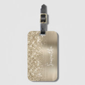 Glittery Pale Gold Glam Name Bagagelabel (Voorkant (verticaal))