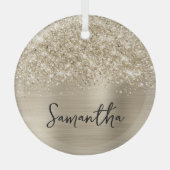 Glittery Pale Gold Glam Name Glas Ornament (Voorkant)