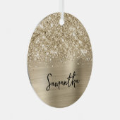 Glittery Pale Gold Glam Name Metalen Ornament (Voorkant Rechts)