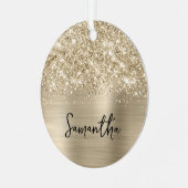 Glittery Pale Gold Glam Name Metalen Ornament (Voorkant links)
