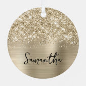 Glittery Pale Gold Glam Name Metalen Ornament (Achterkant)