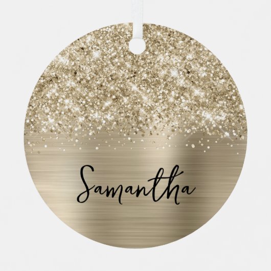 Glittery Pale Gold Glam Name Metalen Ornament (Voorkant)