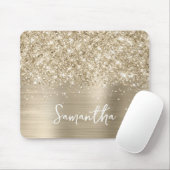 Glittery Pale Gold Glam Name Muismat (Met muis)