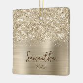 Glittery Pale Gold Glam Name Photo Keramisch Ornament (Links)