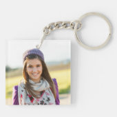 Glittery Pale Gold Glam Name Photo Sleutelhanger (Achterkant)