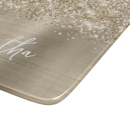 Glittery Pale Gold Glam Name Snijplank (Hoek)