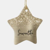 Glittery Pale Gold Glam Name Star Keramisch Ornament (Rechts)