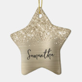 Glittery Pale Gold Glam Name Star Keramisch Ornament (Links)