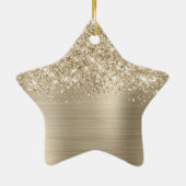 Glittery Pale Gold Glam Name Star Keramisch Ornament (Achterkant)