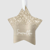 Glittery Pale Gold Glam Name Star Ornament (voorkant)
