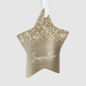 Glittery Pale Gold Glam Name Star Ornament (voorkant)