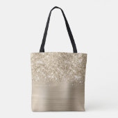 Glittery Pale Gold Glam Name Tote Bag (Achterkant)