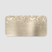 Glittery Pale Gold Metallic Blank Naamplaatje (Voorkant)
