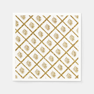 Glittery Palm Pattern Tropical Gold Wedding Cool Servet