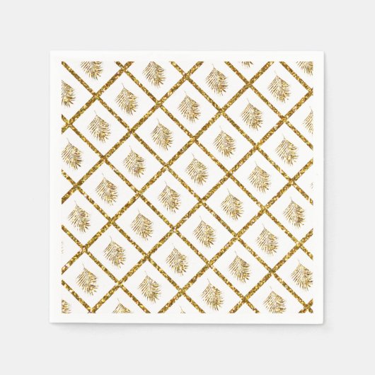 Glittery Palm Pattern Tropical Gold Wedding Cool Servet (Voorkant)